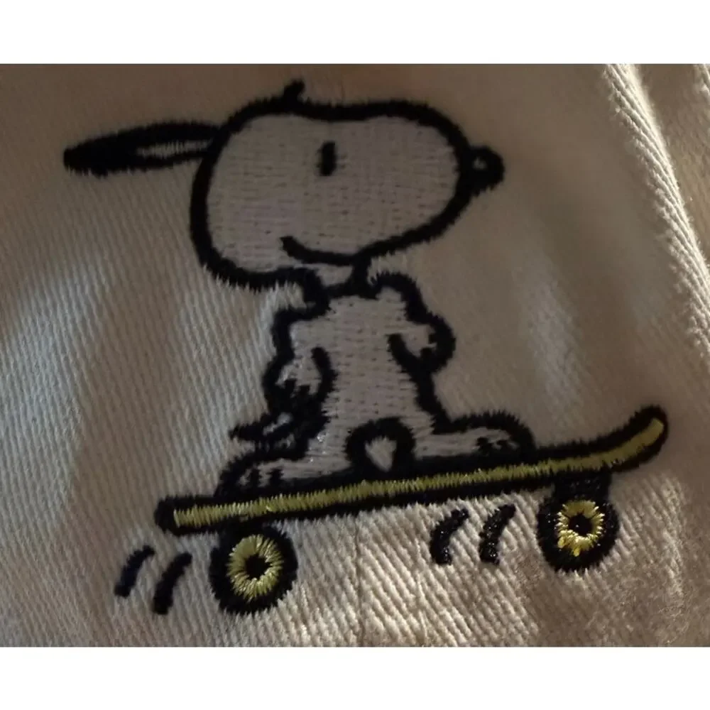 Peanuts Snoopy Skateboard Dad Hat, Cream, Adjustable Embroidered, One Size